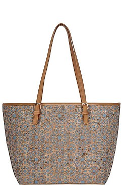 CORK TEXTURED MODERN PATTERN SHOPPER BAG