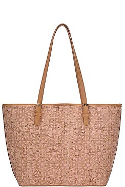 CORK TEXTURED MODERN PATTERN SHOPPER BAG