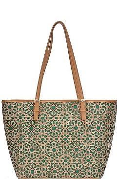 CORK TEXTURED MODERN PATTERN SHOPPER BAG