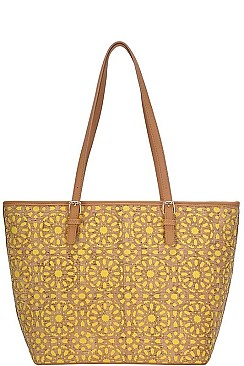 CORK TEXTURED MODERN PATTERN SHOPPER BAG