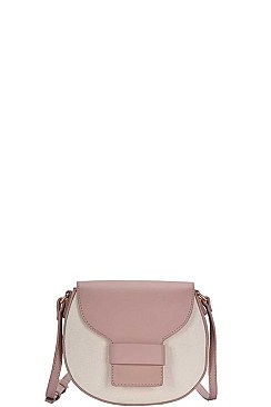 TWO COLOR ROUND CROSS BODY SHOULDER BAG