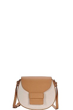 TWO COLOR ROUND CROSS BODY SHOULDER BAG