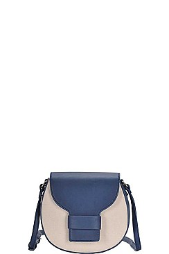 TWO COLOR ROUND CROSS BODY SHOULDER BAG