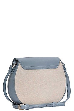 TWO COLOR ROUND CROSS BODY SHOULDER BAG