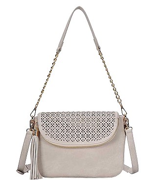 FASHION TASSEL MULTI DESIGN PLAIN CROSSBODY BAG