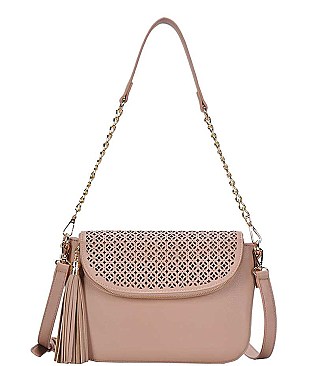 FASHION TASSEL MULTI DESIGN PLAIN CROSSBODY BAG