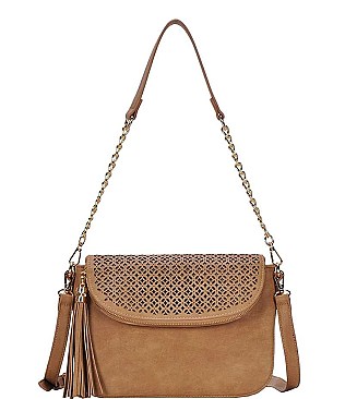 FASHION TASSEL MULTI DESIGN PLAIN CROSSBODY BAG
