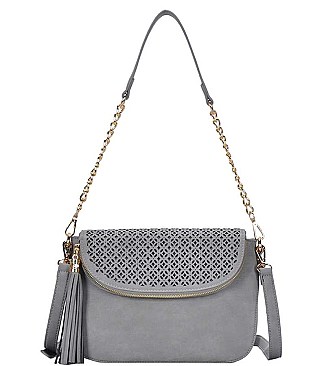 FASHION TASSEL MULTI DESIGN PLAIN CROSSBODY BAG