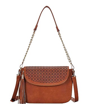 FASHION TASSEL MULTI DESIGN PLAIN CROSSBODY BAG