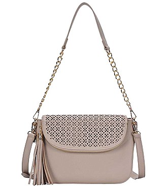 FASHION TASSEL MULTI DESIGN PLAIN CROSSBODY BAG
