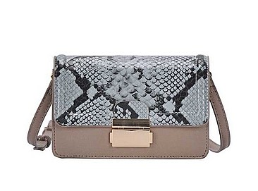 TRENDY CUTE TWO TONE SNAKE PATTERN CROSS BODY SHOULDER BAG