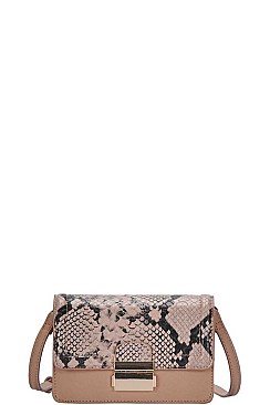 TRENDY CUTE TWO TONE SNAKE PATTERN CROSS BODY SHOULDER BAG