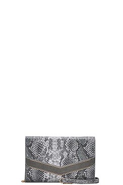 TRENDY PYTHON V-FLAP ACCENTED CLUTCH WITH CHAIN