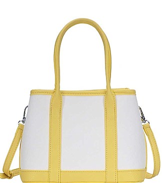 LONG STRAP TWO TONE SATCHEL