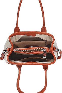 LONG STRAP TWO TONE SATCHEL