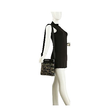 Camo Design Rhinestone Crossbody Sling