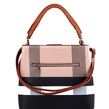 Trendy Turn-Lock Accent Plaid Print 2 in 1 Hobo Value SET MH-BL4216S