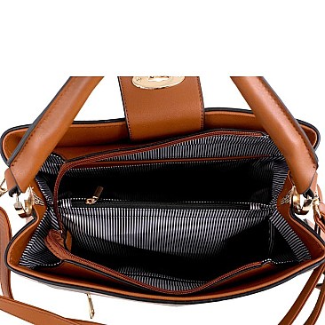 Trendy Turn-Lock Accent Plaid Print 2 in 1 Hobo Value SET MH-BL4216S