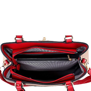 Structured Plaid Checker Print Tassel Accent Tote Wallet SET