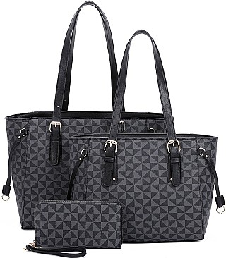 3 IN 1 TRENDY MONOGRAM TOTE & WALLET SET