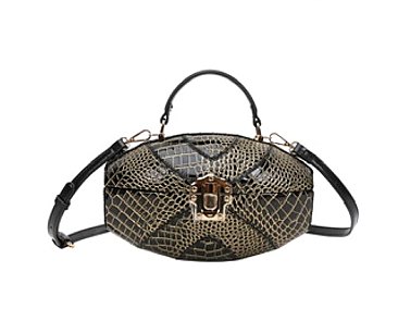 Crocodile Print Egg-Shaped Crossbody Satchel Bag