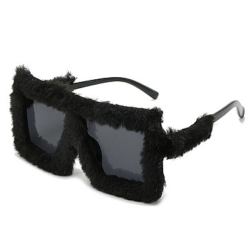 Pack of 12 Square Oversize Fuzzy Faux Fur Sunglasses