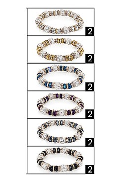PACK OF 12 ENCHANTING ASSORTED COLOR MULTI BEAD STRETCH BRACELET