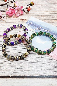 PACK OF 12 ENCHANTING ASSORTED COLOR MULTI BEAD STRETCH BRACELET