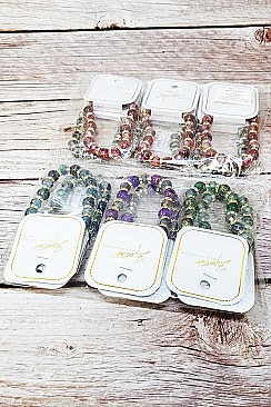 PACK OF 12 ENCHANTING ASSORTED COLOR MULTI BEAD STRETCH BRACELET