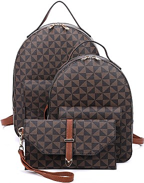 3 in 1 Monogram Dual Back Packs & Messenger Set