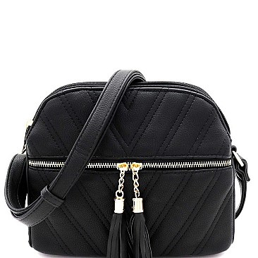 CHEVRON QUILTED DOME CROSSBODY BAG
