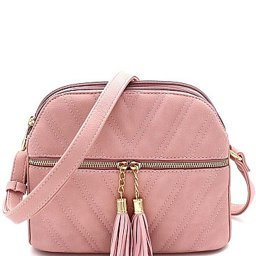 CHEVRON QUILTED DOME CROSSBODY BAG