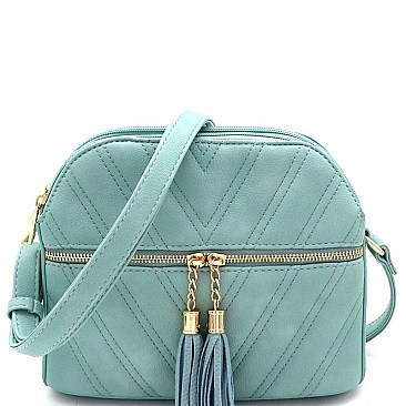 CHEVRON QUILTED DOME CROSSBODY BAG