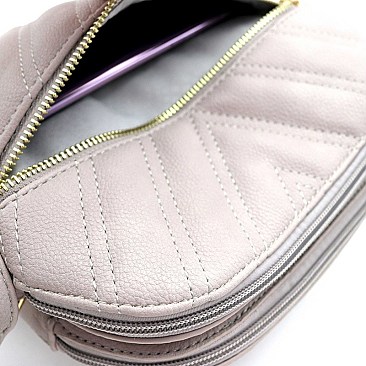 CHEVRON QUILTED DOME CROSSBODY BAG