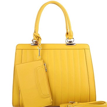 Trendy Vertical Quilted 2 in 1 Structured Satchel SET MH-BS3233