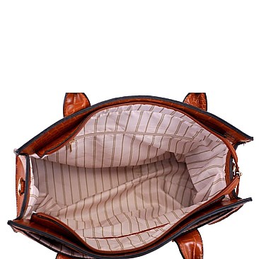3 in 1 Crocodile Print Structured Tote Wallet SET