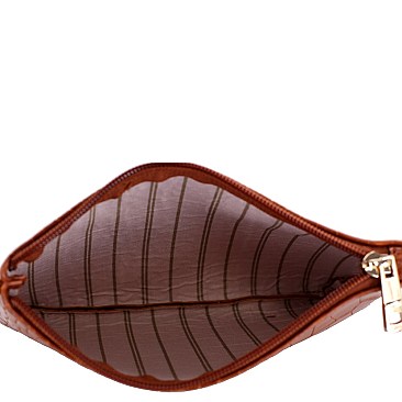 3 in 1 Crocodile Print Structured Tote Wallet SET