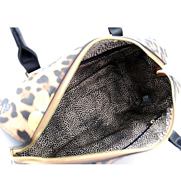 3 in 1 Butterfly Leopard Print Boston Satchel Cross Body Value SET
