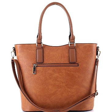 2-Way Two-Tone Belted Tote Wallet SET
