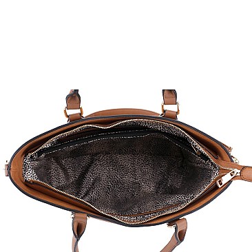 2-Way Two-Tone Belted Tote Wallet SET