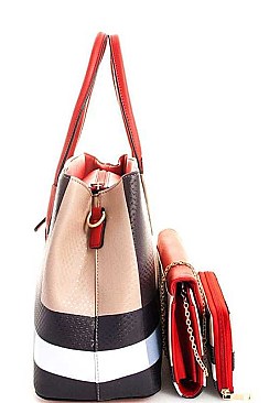 CH-BT2678 ELEGANT ALBA TARTAN 3 IN 1 CHECKERED SATCHEL WITH LONG STRAP