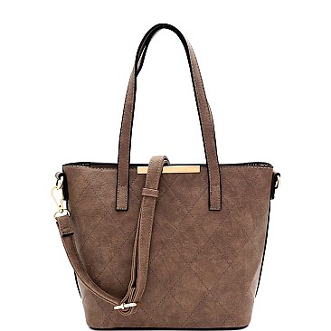 QUILTED PADLOCK ACCENT 3 IN 1 TOTE VALUE SET