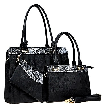 QUILTED SNAKE TRIM 3 IN 1 TOTE VALUE SET