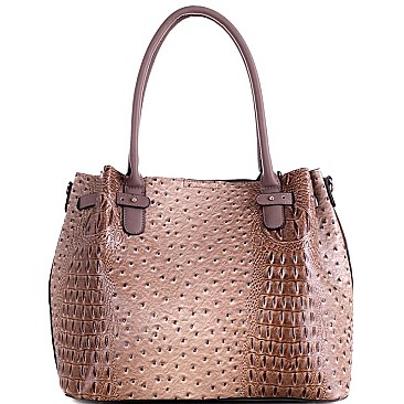 3 IN 1 OSTRICH EMBOSSED TOTE VALUE SET