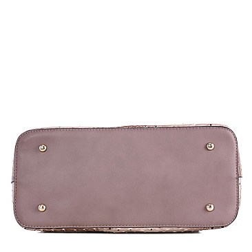 3 IN 1 OSTRICH EMBOSSED TOTE VALUE SET