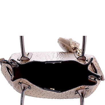 3 IN 1 OSTRICH EMBOSSED TOTE VALUE SET