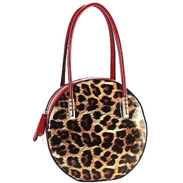 Leopard Print 2 in 1 Round Satchel & Wallet
