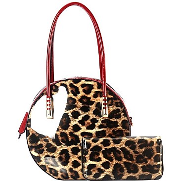 Leopard Print 2 in 1 Round Satchel & Wallet