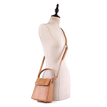 Small 2-Way Lizard Print Hardware Accent Flap Satchel