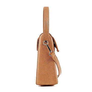 Small 2-Way Lizard Print Hardware Accent Flap Satchel